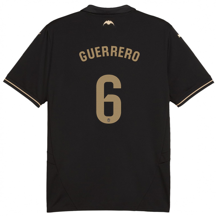 Kids Football Paula Guerrero #6 Black Away Jersey 2024/25 T-Shirt Nz