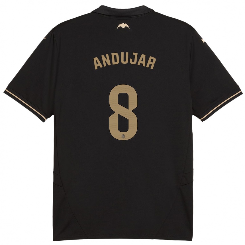 Kids Football Candela Andujar #8 Black Away Jersey 2024/25 T-Shirt Nz