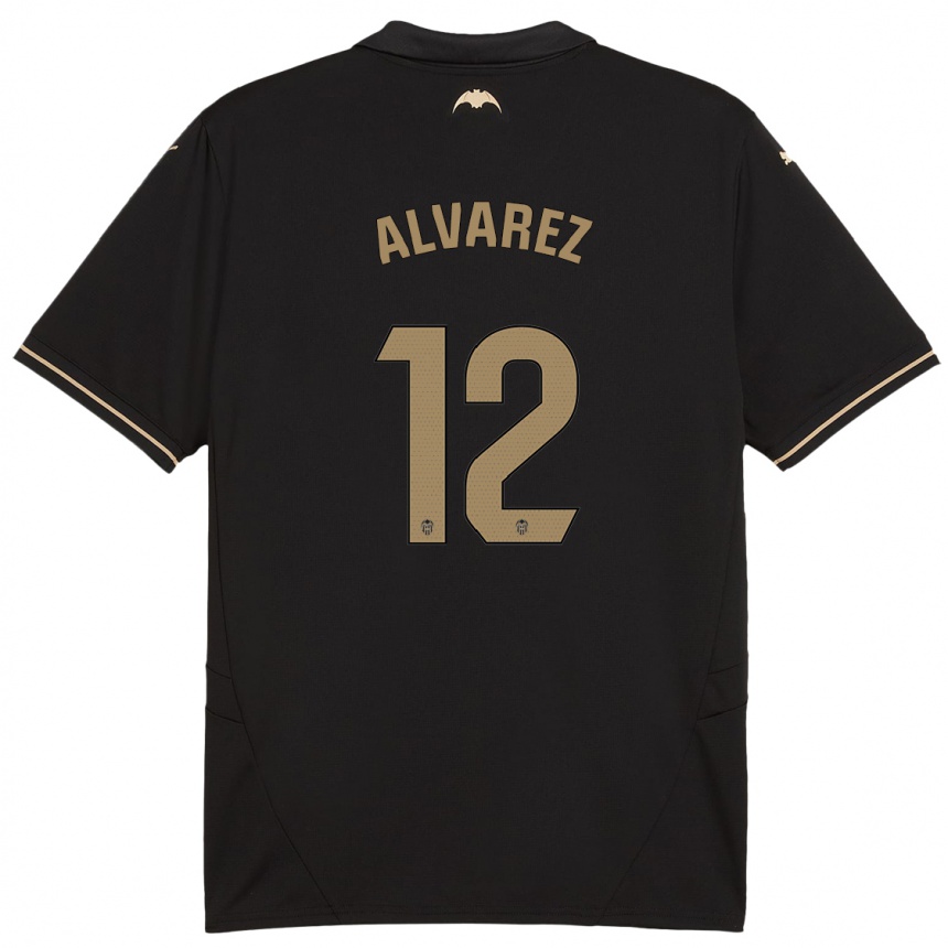 Kids Football Sofia Alvarez #12 Black Away Jersey 2024/25 T-Shirt Nz