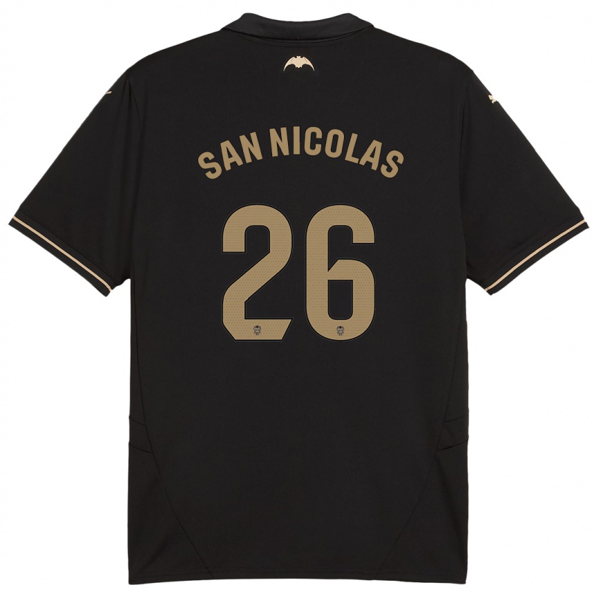 Kids Football Olga San Nicolas #26 Black Away Jersey 2024/25 T-Shirt Nz