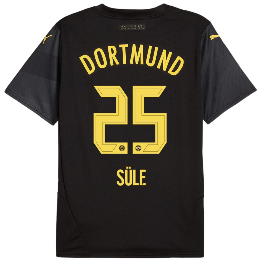 Kids Football Niklas Sule #25 Black Yellow Away Jersey 2024/25 T-Shirt Nz