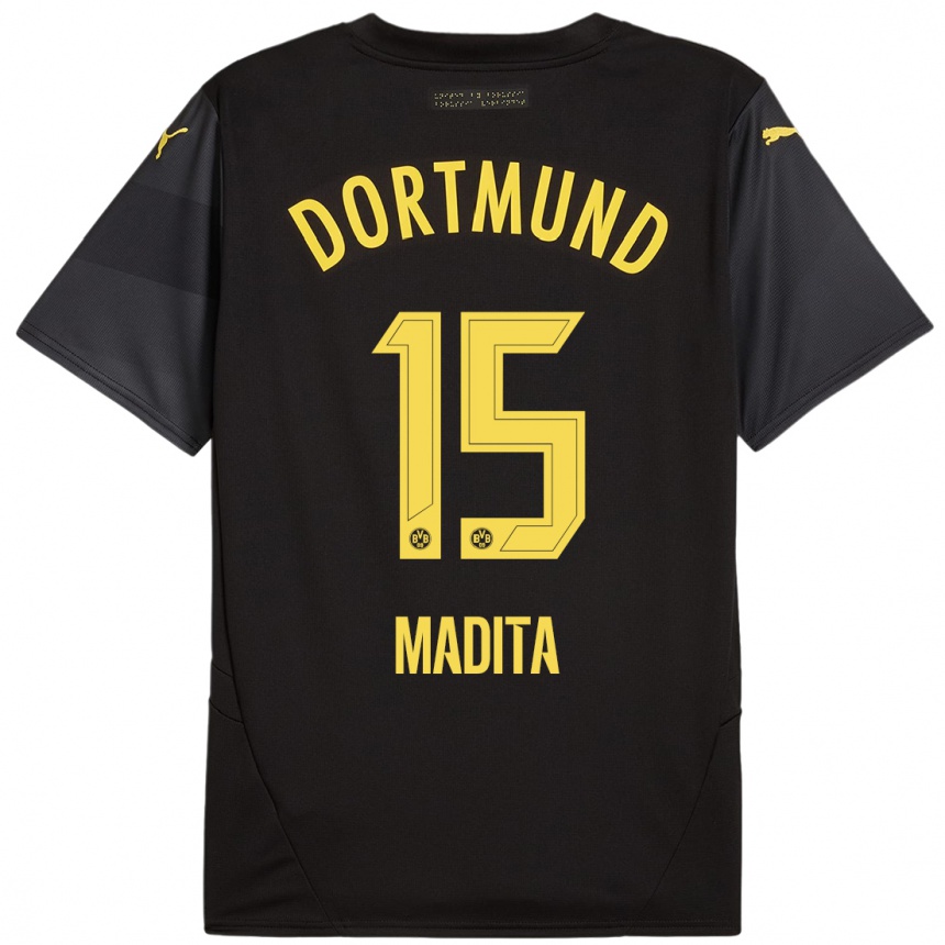 Kids Football Kohorst Madita #15 Black Yellow Away Jersey 2024/25 T-Shirt Nz