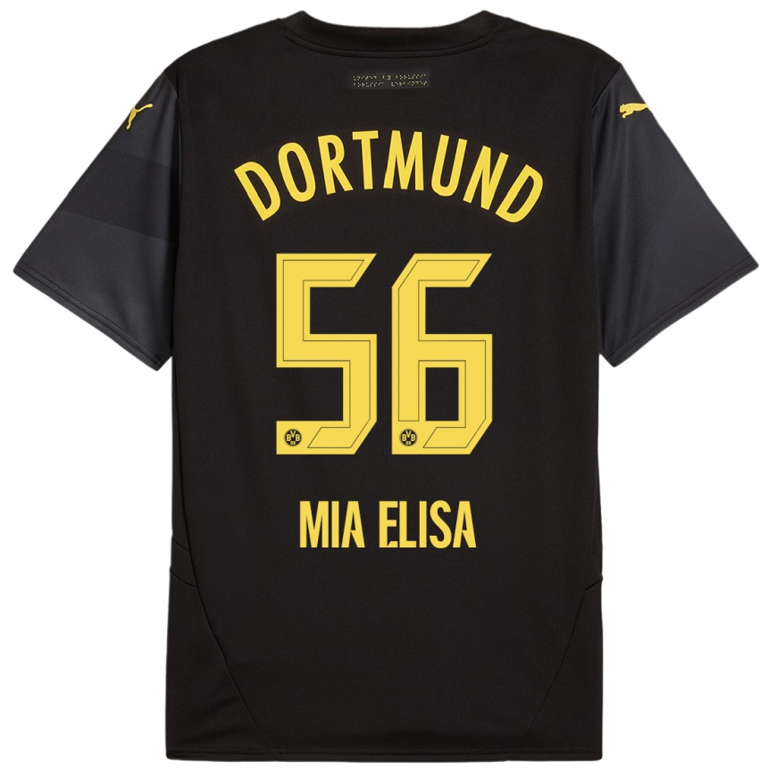 Kids Football Bomnuter Mia Elisa #56 Black Yellow Away Jersey 2024/25 T-Shirt Nz