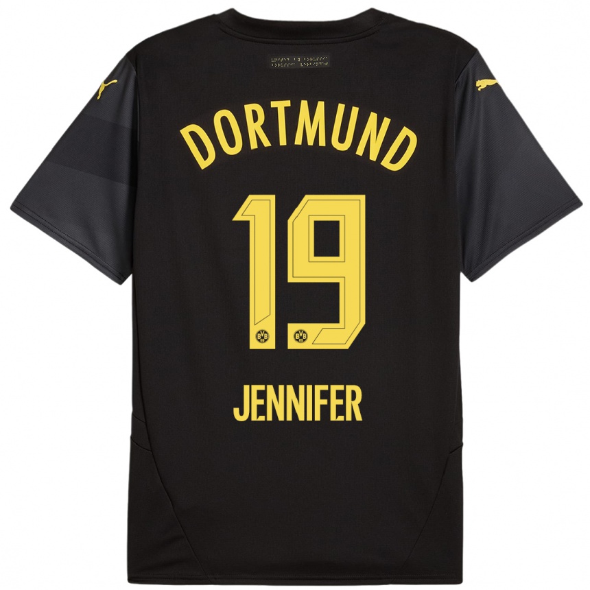 Kids Football Gutierrez Bermejo Jennifer #19 Black Yellow Away Jersey 2024/25 T-Shirt Nz