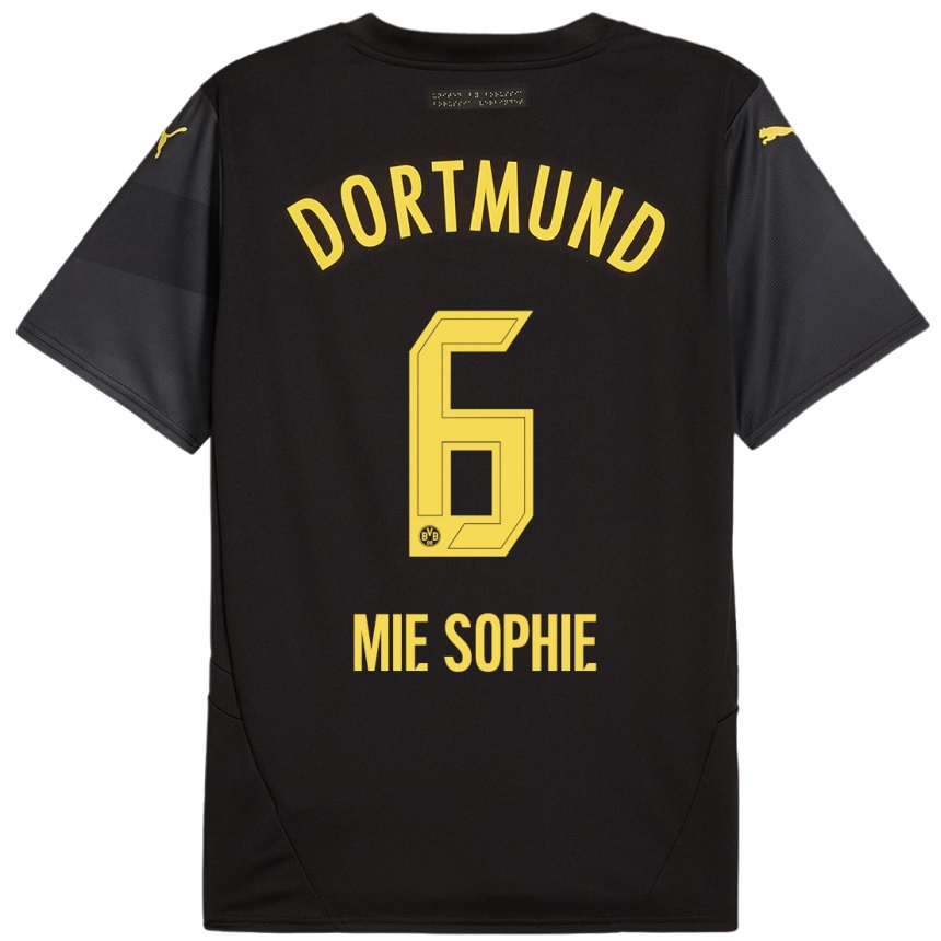 Kids Football Sando Mie Sophie #6 Black Yellow Away Jersey 2024/25 T-Shirt Nz