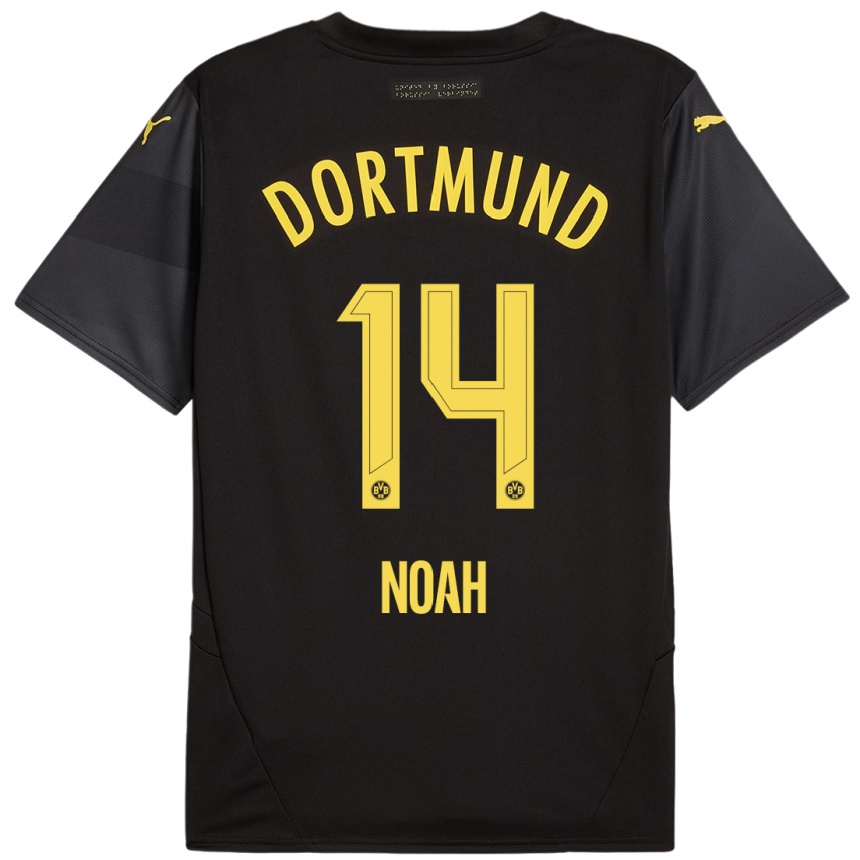 Kids Football Colin Noah Kleine-Bekel #14 Black Yellow Away Jersey 2024/25 T-Shirt Nz