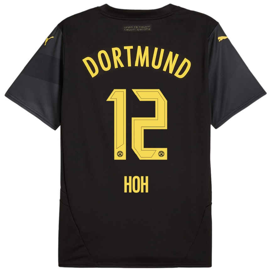 Kids Football Hendrik Hoh #12 Black Yellow Away Jersey 2024/25 T-Shirt Nz