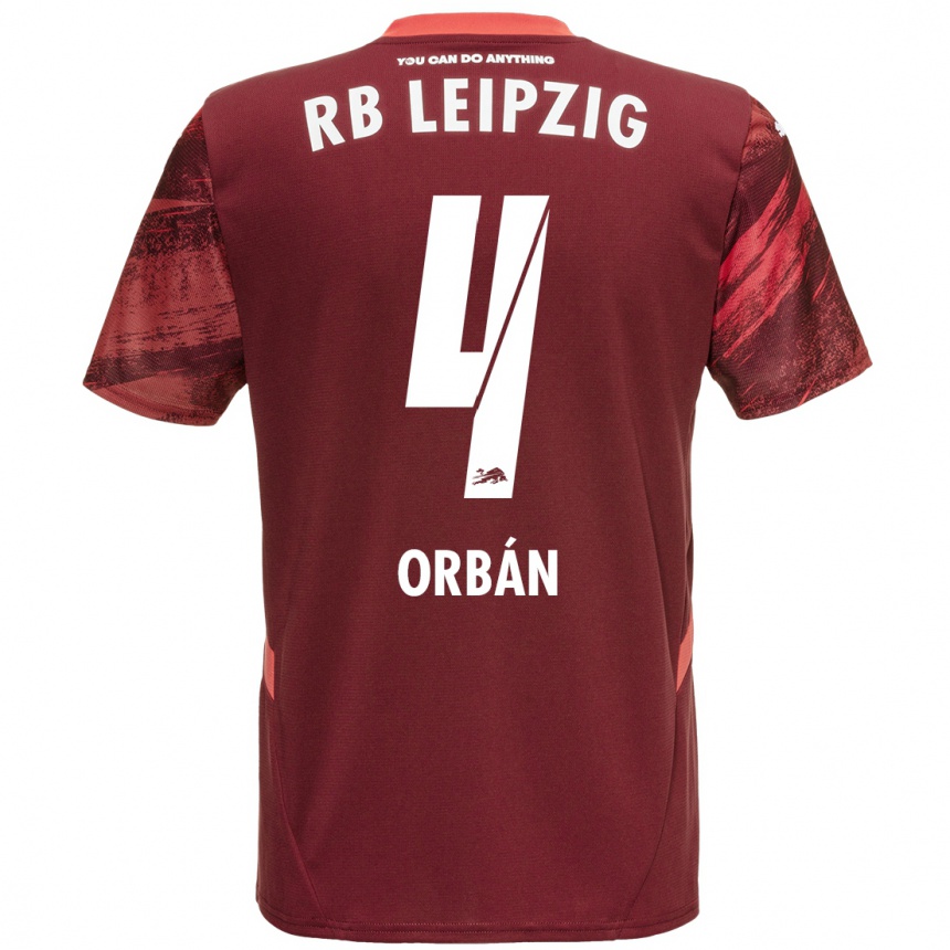 Kids Football Willi Orbán #4 Burgundy Away Jersey 2024/25 T-Shirt Nz