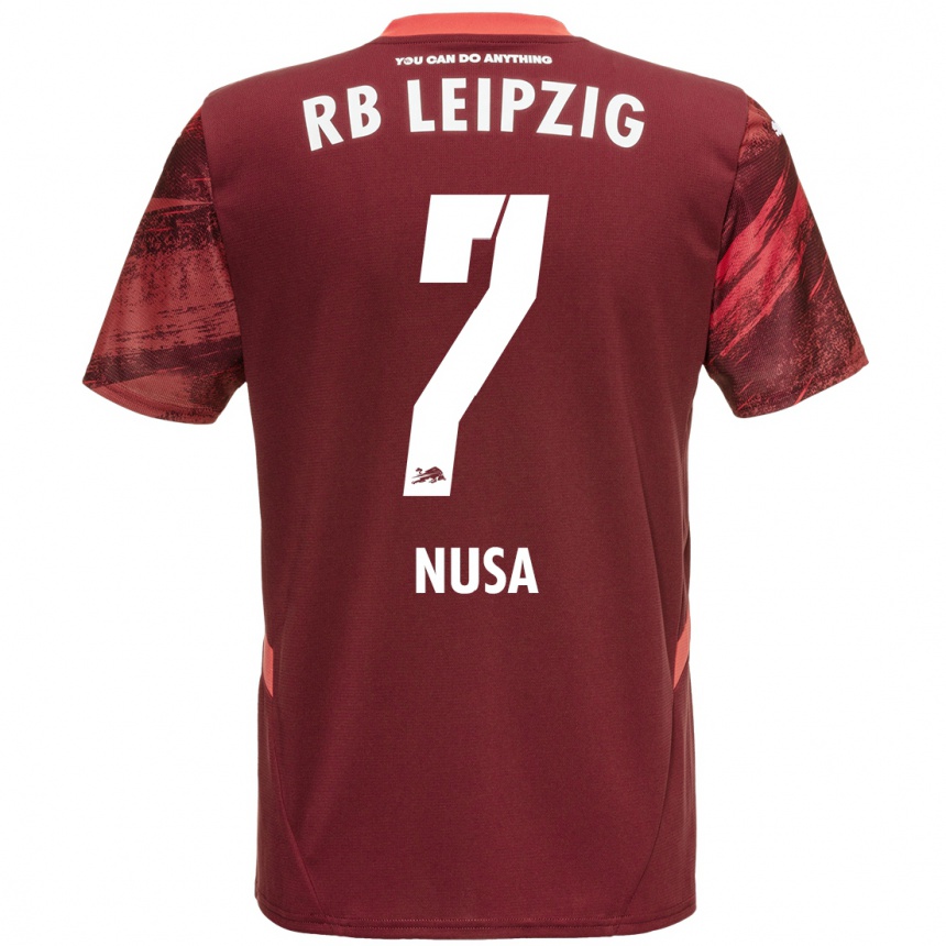 Kids Football Antonio Nusa #7 Burgundy Away Jersey 2024/25 T-Shirt Nz