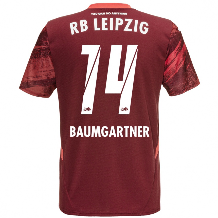 Kids Football Christoph Baumgartner #14 Burgundy Away Jersey 2024/25 T-Shirt Nz