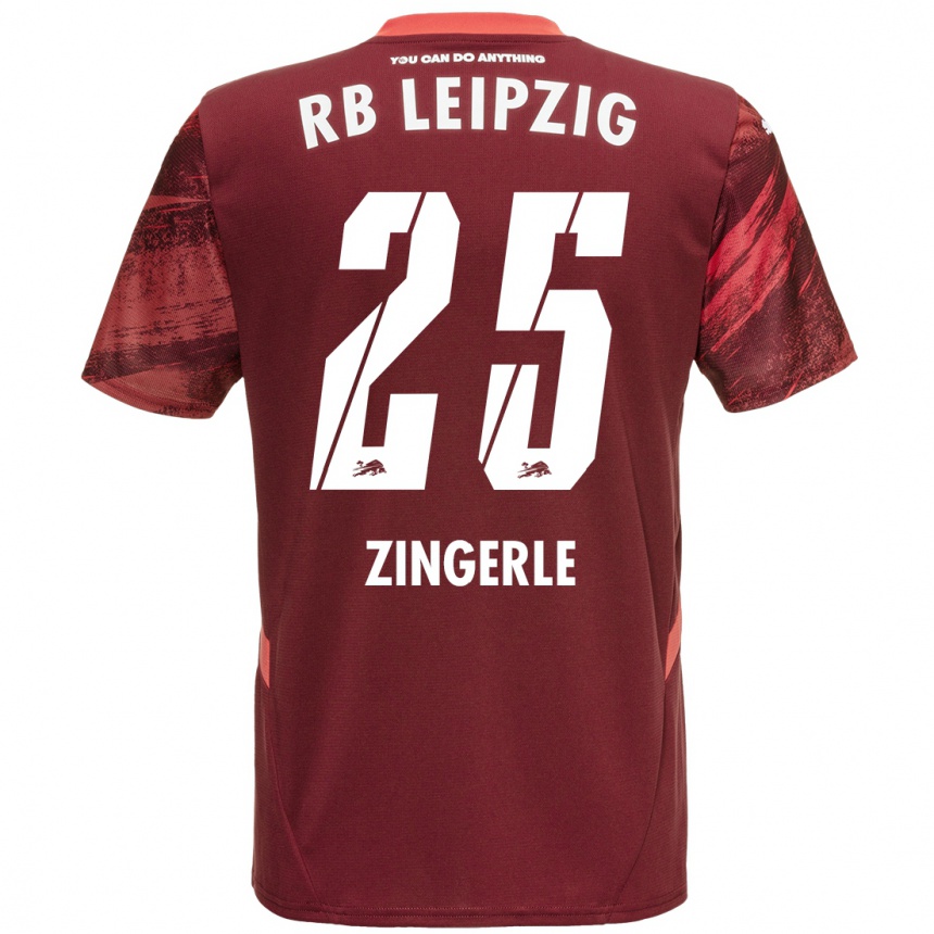 Kids Football Leopold Zingerle #25 Burgundy Away Jersey 2024/25 T-Shirt Nz