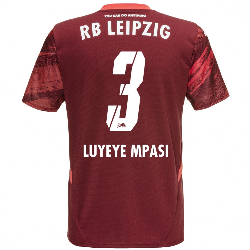 Kids Football Seal Luyeye Mpasi #3 Burgundy Away Jersey 2024/25 T-Shirt Nz