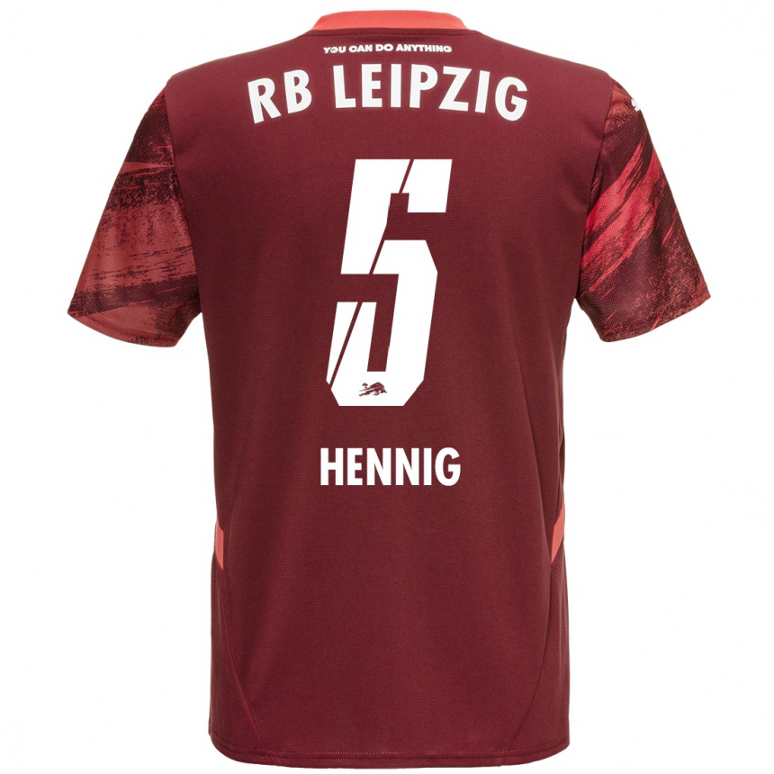 Kids Football Lenny Hennig #5 Burgundy Away Jersey 2024/25 T-Shirt Nz