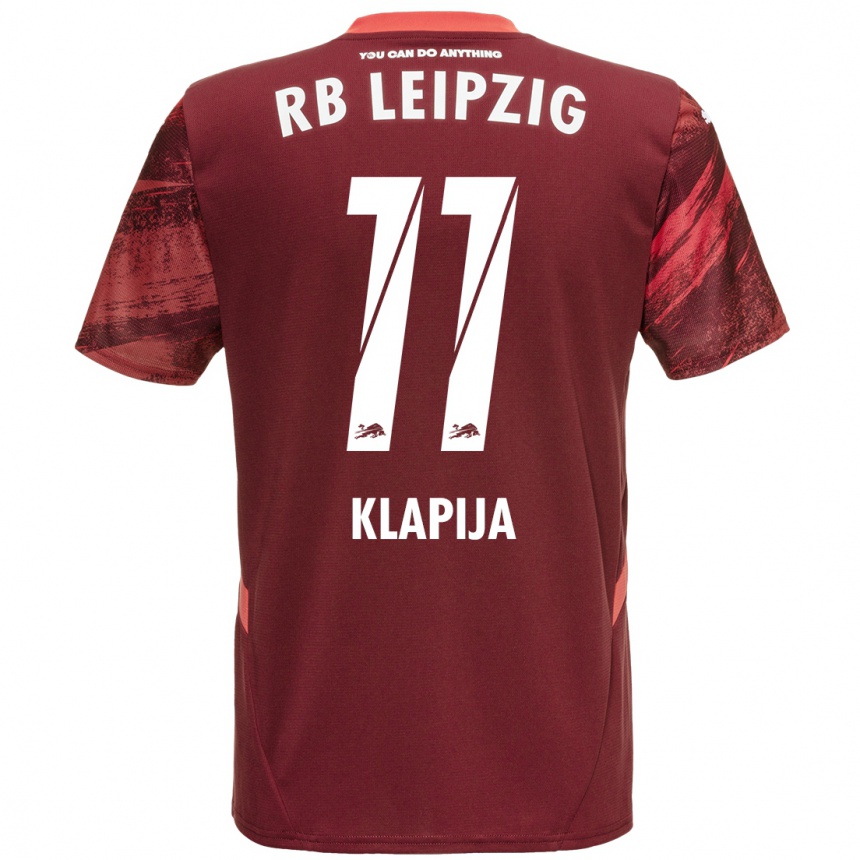 Kids Football Din Klapija #11 Burgundy Away Jersey 2024/25 T-Shirt Nz