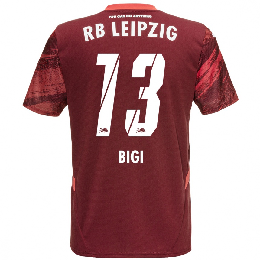 Kids Football Samim Bigi #13 Burgundy Away Jersey 2024/25 T-Shirt Nz