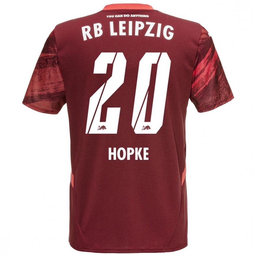 Kids Football Hannes Hopke #20 Burgundy Away Jersey 2024/25 T-Shirt Nz