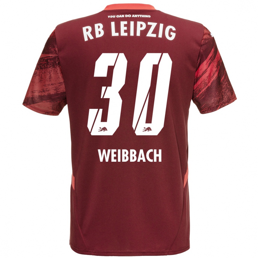 Kids Football Noah Weißbach #30 Burgundy Away Jersey 2024/25 T-Shirt Nz