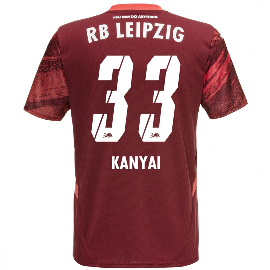 Kids Football Janos Kanyai #33 Burgundy Away Jersey 2024/25 T-Shirt Nz