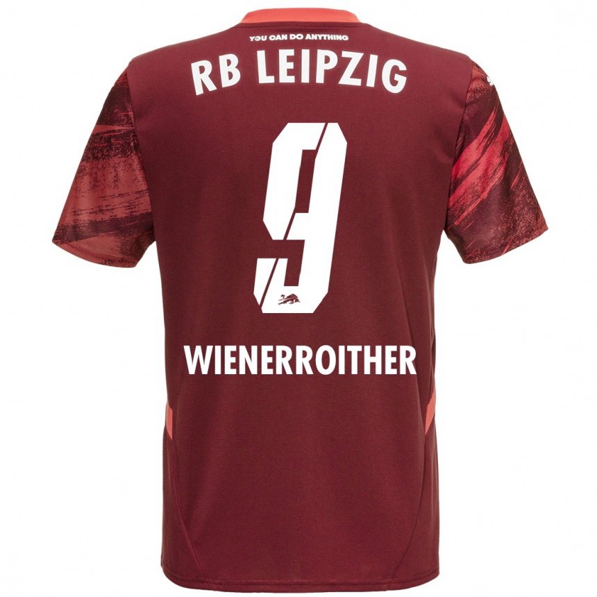 Kids Football Katja Wienerroither #9 Burgundy Away Jersey 2024/25 T-Shirt Nz