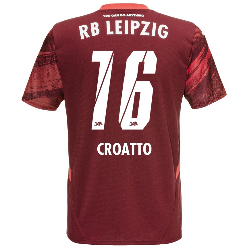 Kids Football Michela Croatto #16 Burgundy Away Jersey 2024/25 T-Shirt Nz