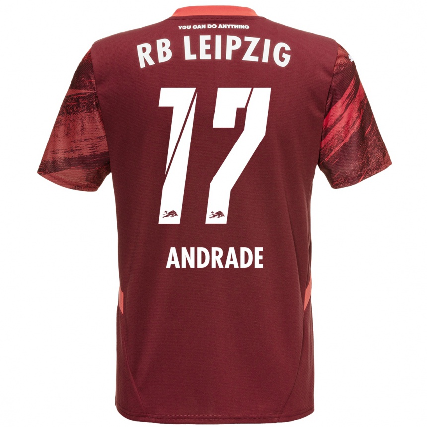 Kids Football Lydia Andrade #17 Burgundy Away Jersey 2024/25 T-Shirt Nz