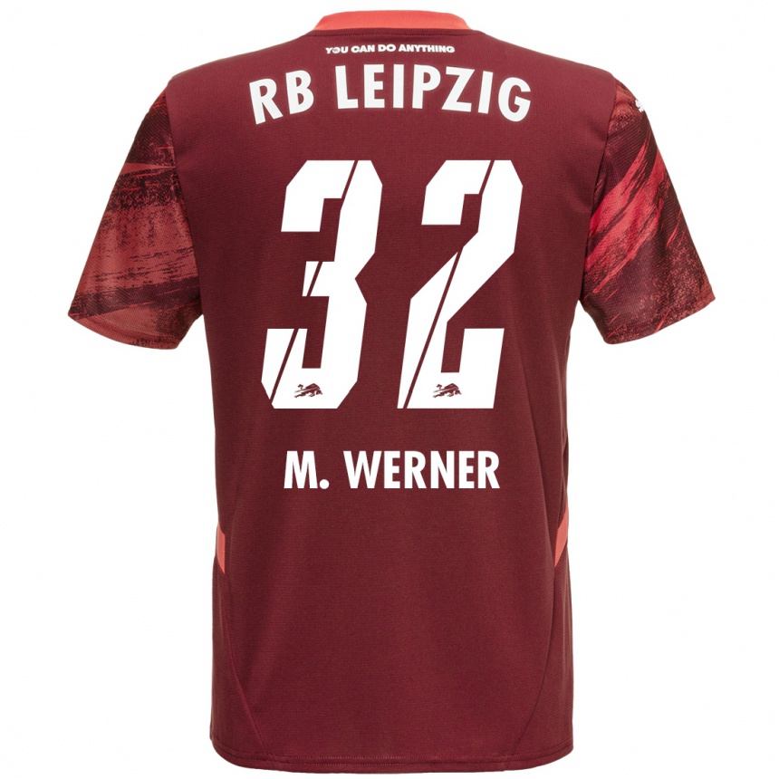 Kids Football Mia Werner #32 Burgundy Away Jersey 2024/25 T-Shirt Nz