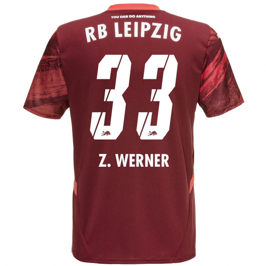 Kids Football Zoé Werner #33 Burgundy Away Jersey 2024/25 T-Shirt Nz