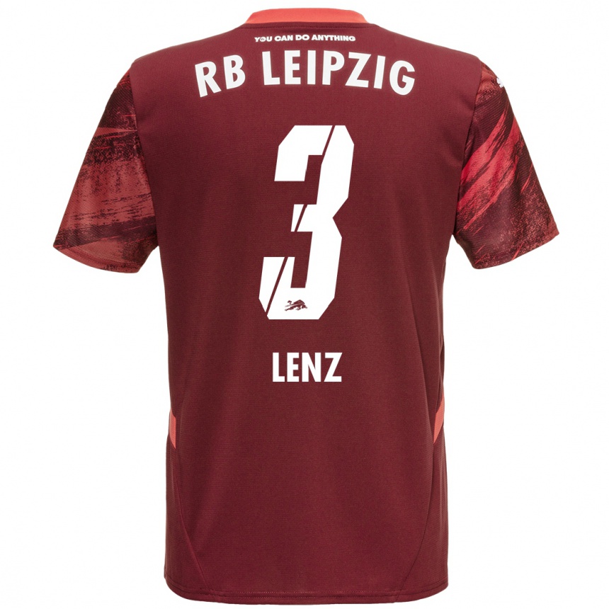 Kids Football Christopher Lenz #3 Burgundy Away Jersey 2024/25 T-Shirt Nz