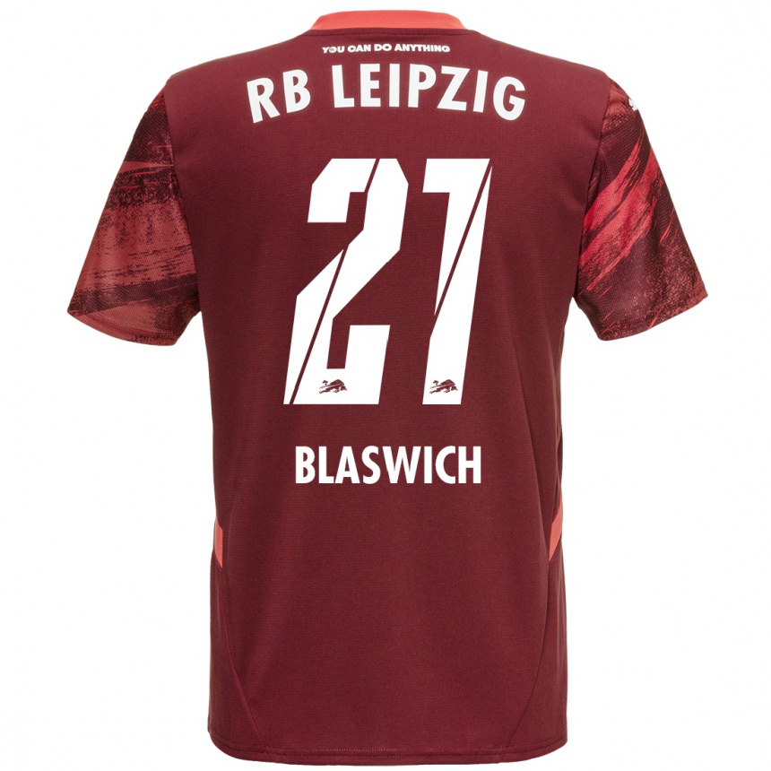 Kids Football Janis Blaswich #21 Burgundy Away Jersey 2024/25 T-Shirt Nz