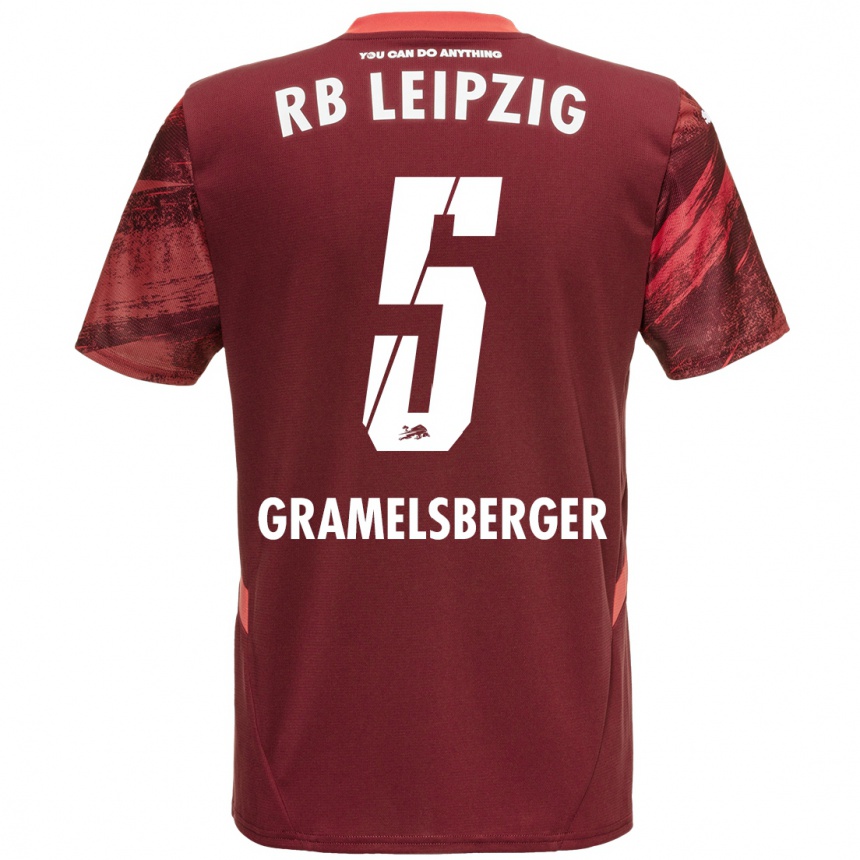 Kids Football Lennert Gramelsberger #5 Burgundy Away Jersey 2024/25 T-Shirt Nz