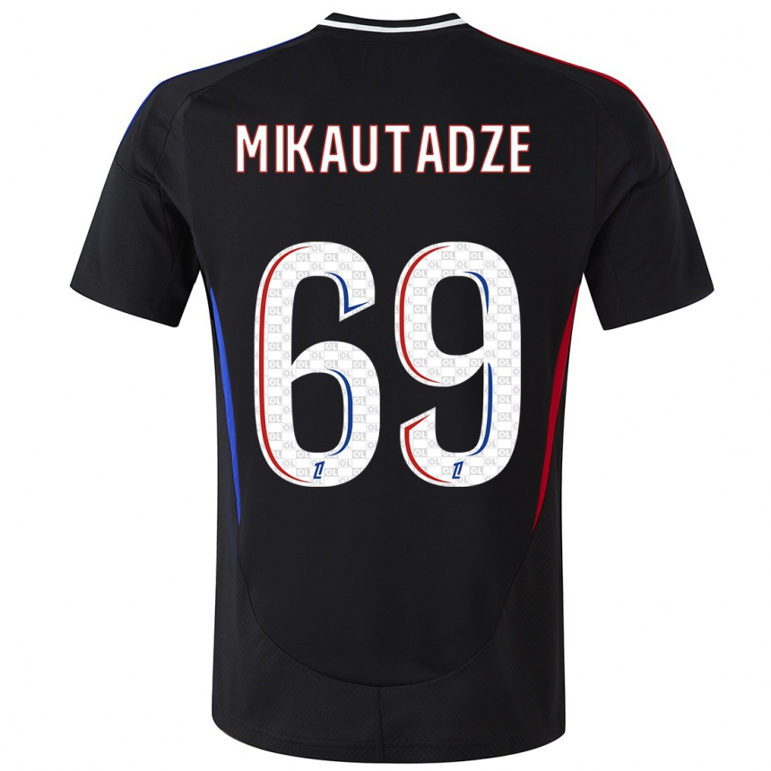 Kids Football Georges Mikautadze #69 Black Away Jersey 2024/25 T-Shirt Nz