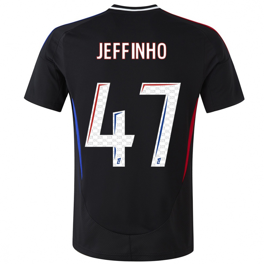 Kids Football Jeffinho #47 Black Away Jersey 2024/25 T-Shirt Nz