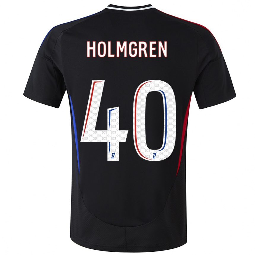 Kids Football Emma Holmgren #40 Black Away Jersey 2024/25 T-Shirt Nz