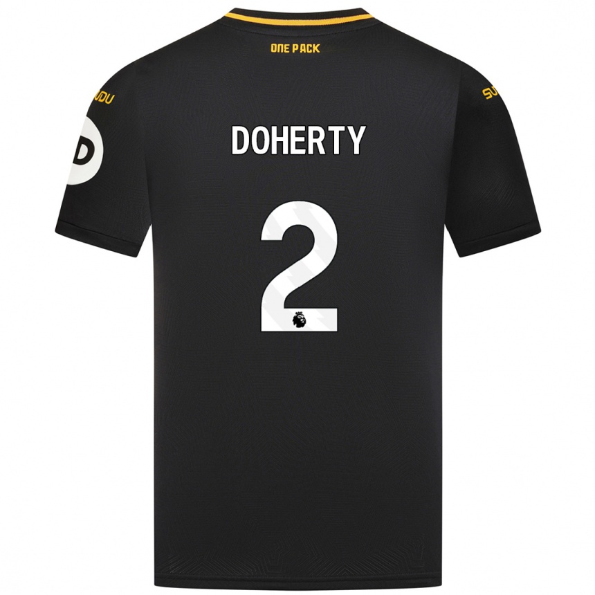 Kids Football Matt Doherty #2 Black Away Jersey 2024/25 T-Shirt Nz