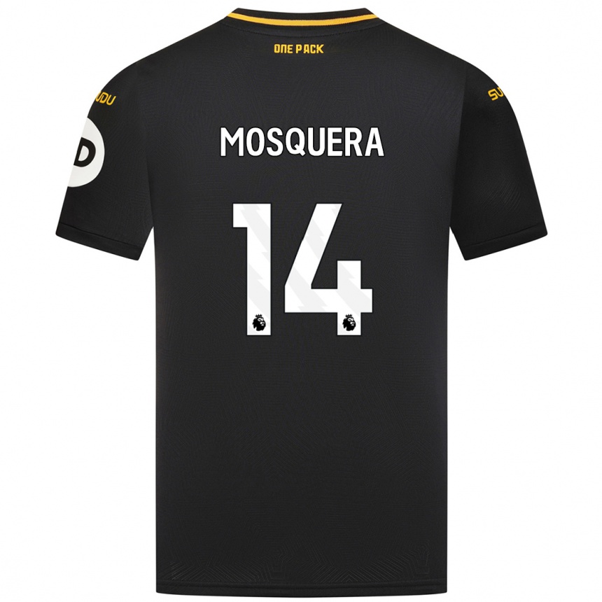 Kids Football Yerson Mosquera #14 Black Away Jersey 2024/25 T-Shirt Nz