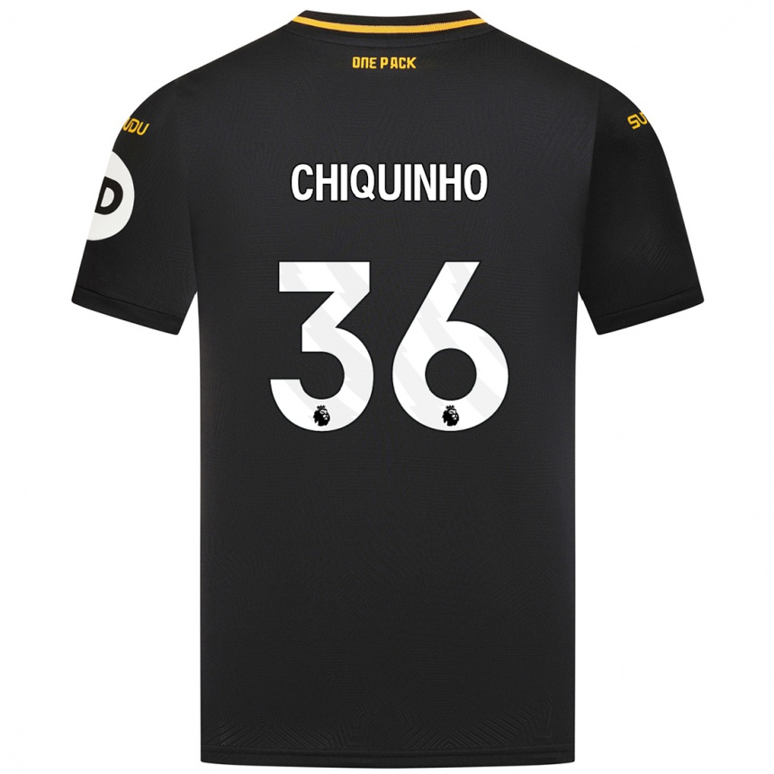 Kids Football Chiquinho #36 Black Away Jersey 2024/25 T-Shirt Nz