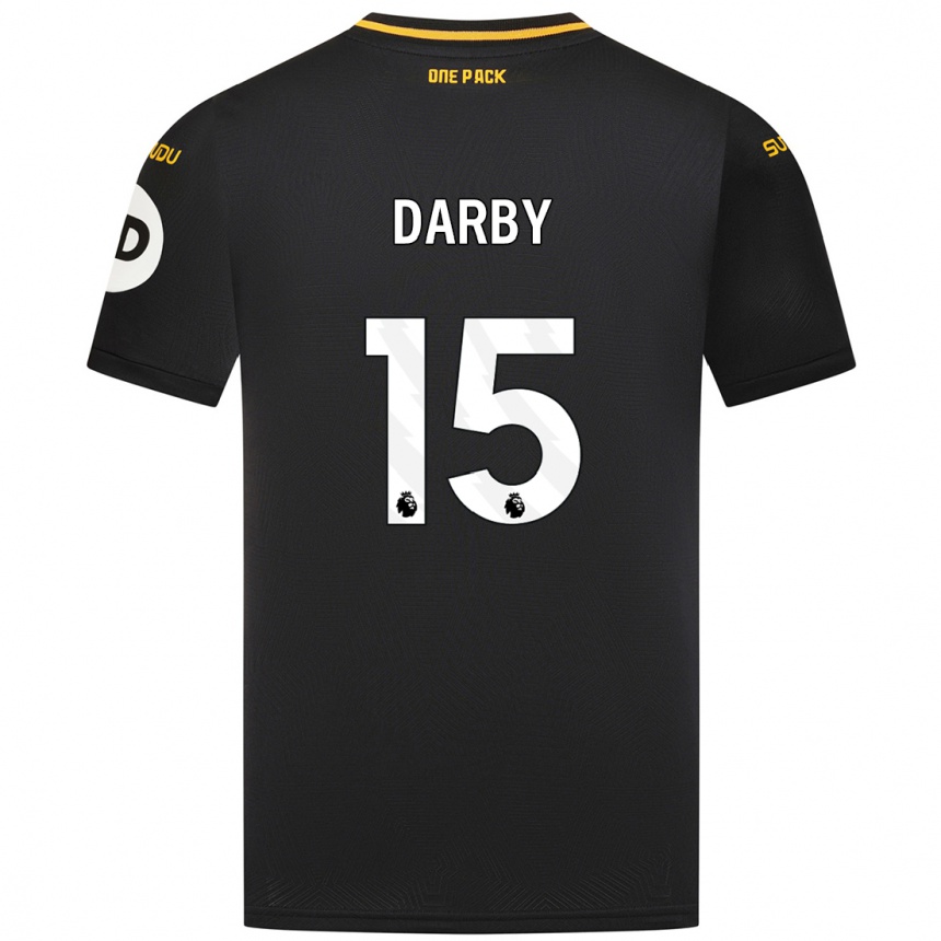 Kids Football Kelly Darby #15 Black Away Jersey 2024/25 T-Shirt Nz