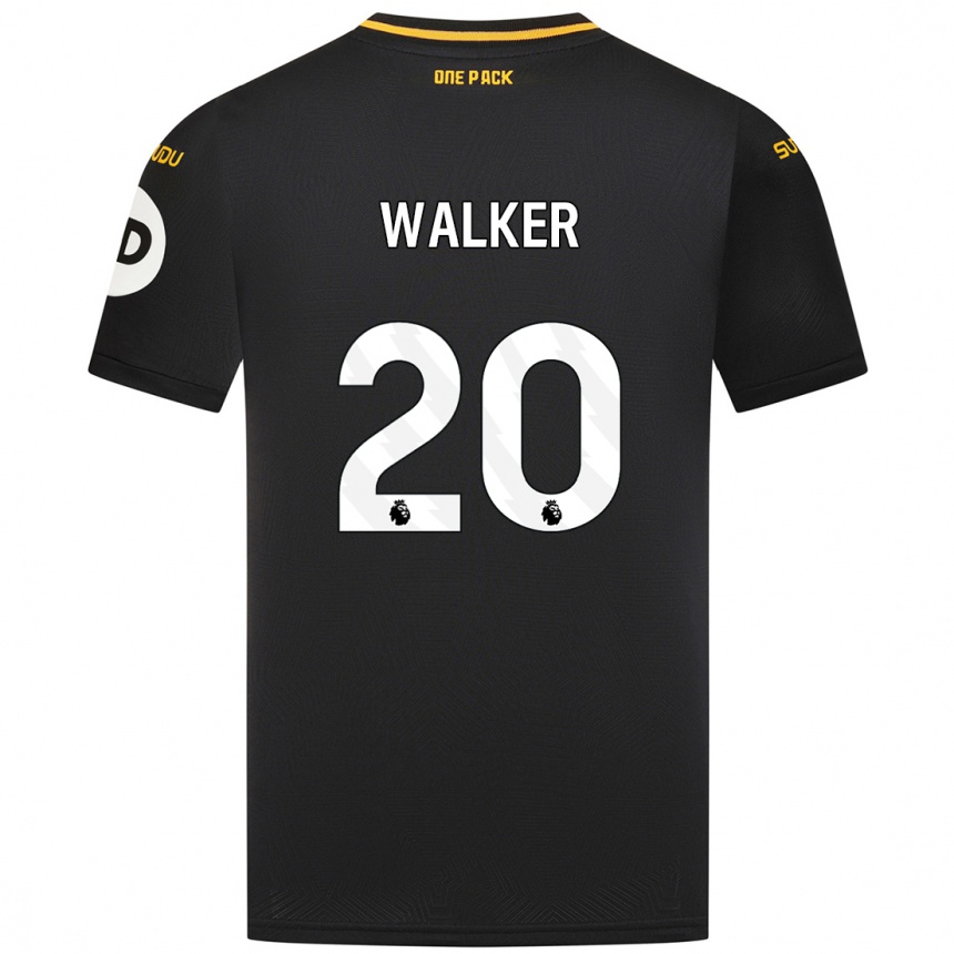 Kids Football Lowri Walker #20 Black Away Jersey 2024/25 T-Shirt Nz