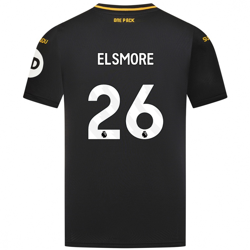 Kids Football Ria Elsmore #26 Black Away Jersey 2024/25 T-Shirt Nz