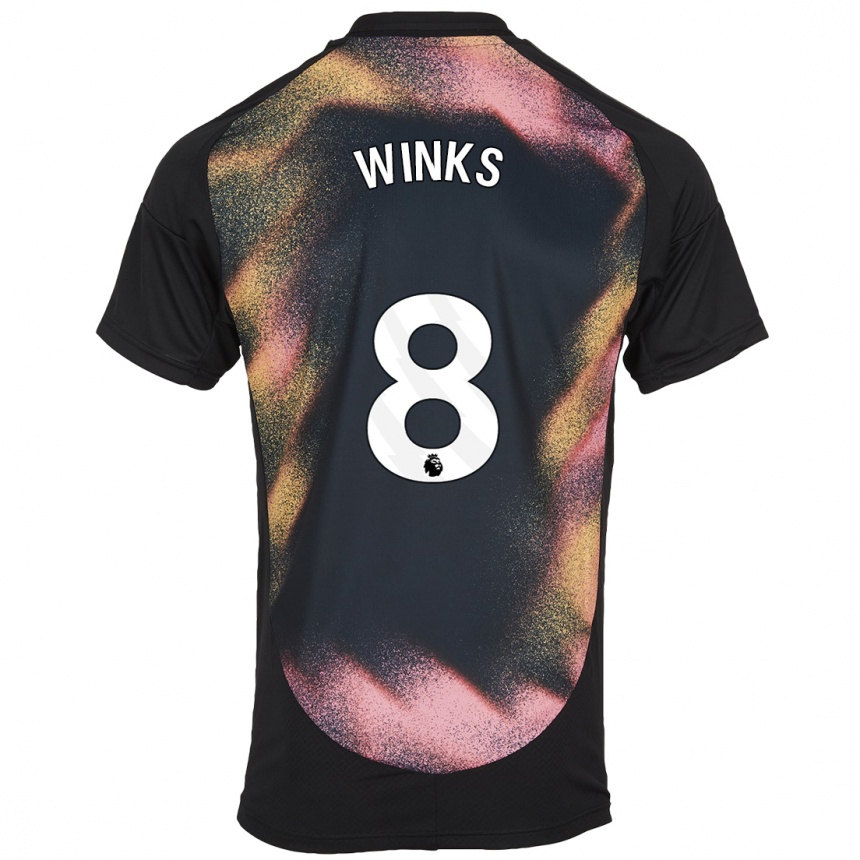 Kids Football Harry Winks #8 Black White Away Jersey 2024/25 T-Shirt Nz