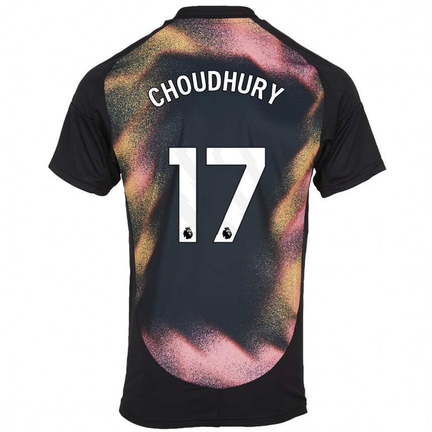 Kids Football Hamza Choudhury #17 Black White Away Jersey 2024/25 T-Shirt Nz