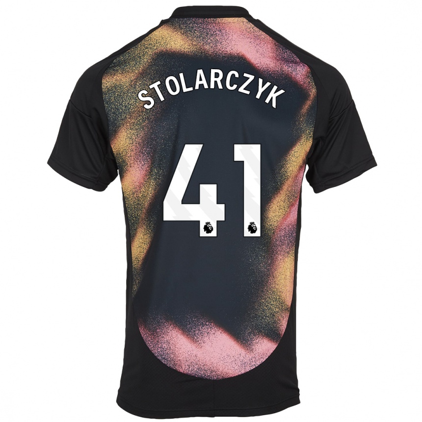 Kids Football Jakub Stolarczyk #41 Black White Away Jersey 2024/25 T-Shirt Nz