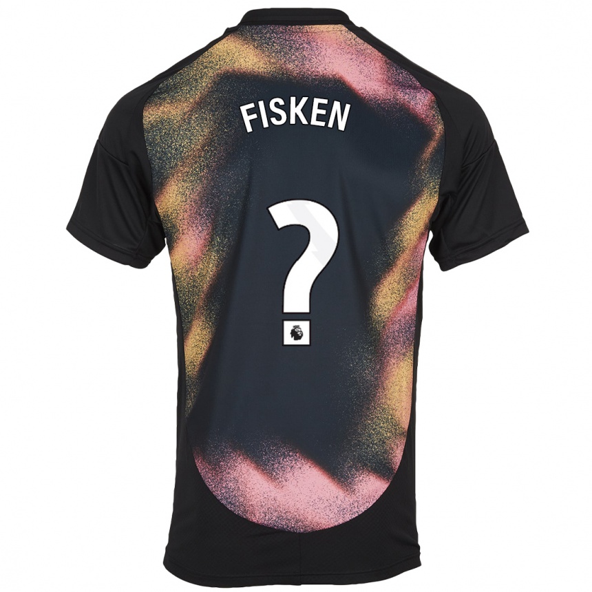 Kids Football Alfie Fisken #0 Black White Away Jersey 2024/25 T-Shirt Nz