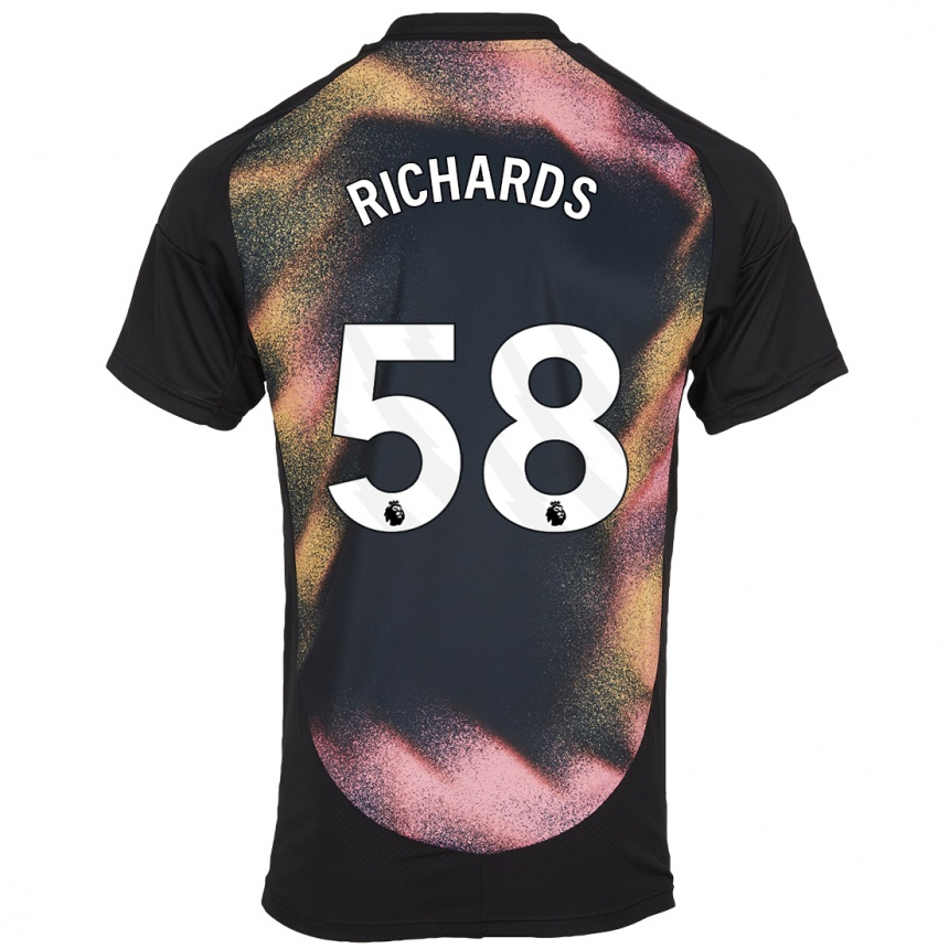 Kids Football Amani Richards #58 Black White Away Jersey 2024/25 T-Shirt Nz