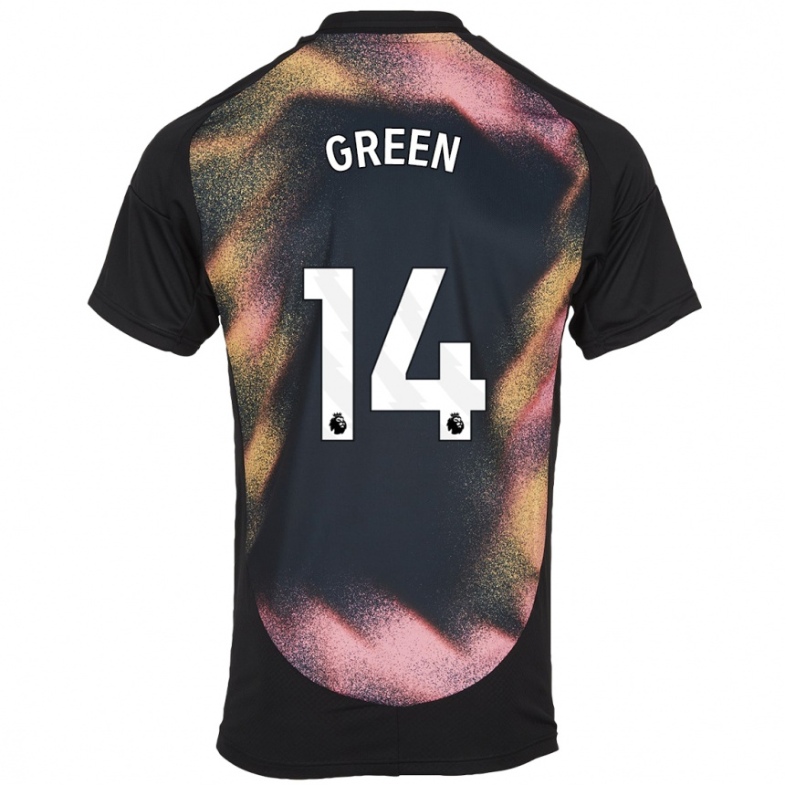 Kids Football Josie Green #14 Black White Away Jersey 2024/25 T-Shirt Nz