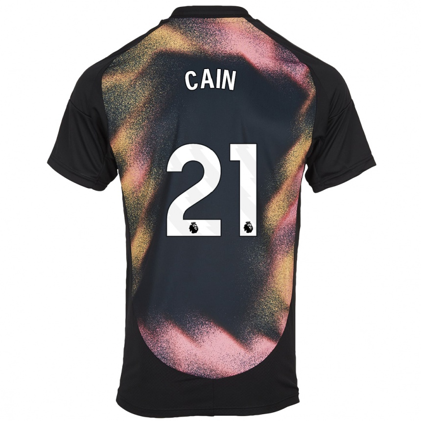 Kids Football Hannah Cain #21 Black White Away Jersey 2024/25 T-Shirt Nz