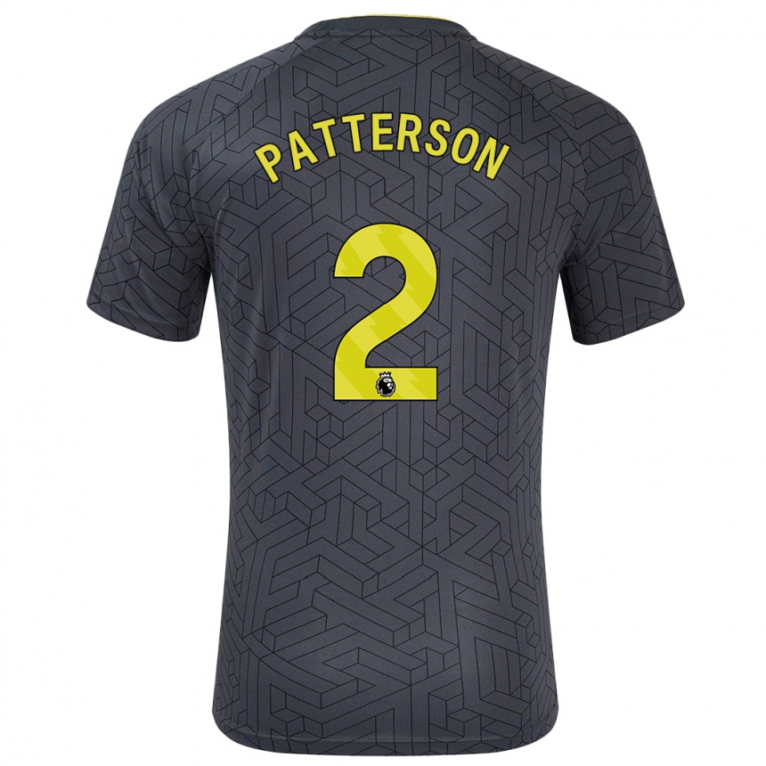 Kids Football Nathan Patterson #2 Black Yellow Away Jersey 2024/25 T-Shirt Nz