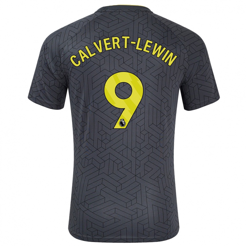 Kids Football Dominic Calvert-Lewin #9 Black Yellow Away Jersey 2024/25 T-Shirt Nz