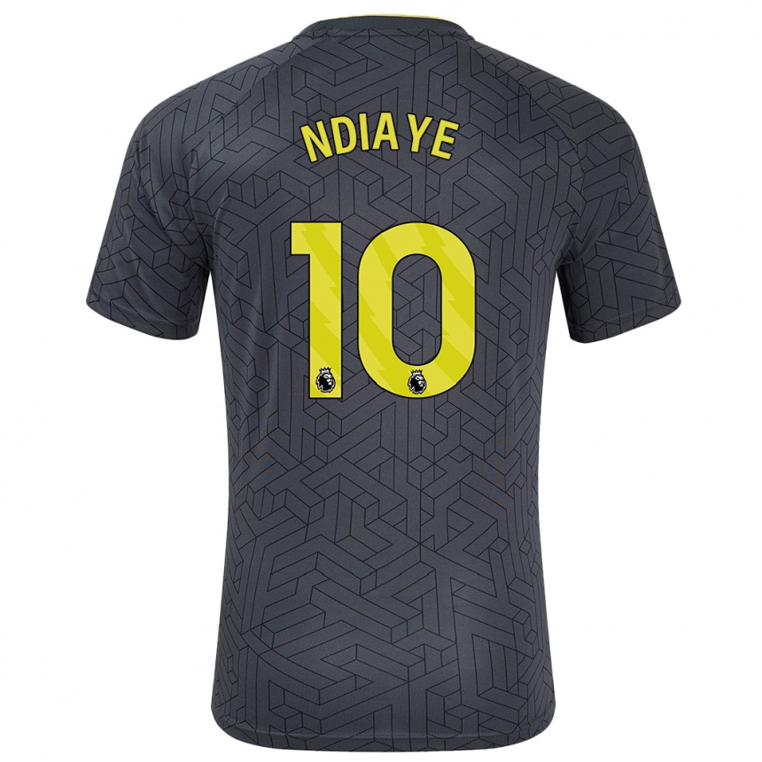 Kids Football Iliman Ndiaye #10 Black Yellow Away Jersey 2024/25 T-Shirt Nz