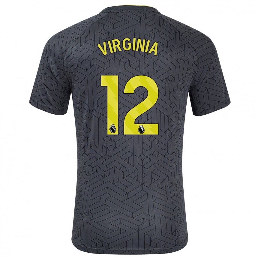 Kids Football João Virgínia #12 Black Yellow Away Jersey 2024/25 T-Shirt Nz